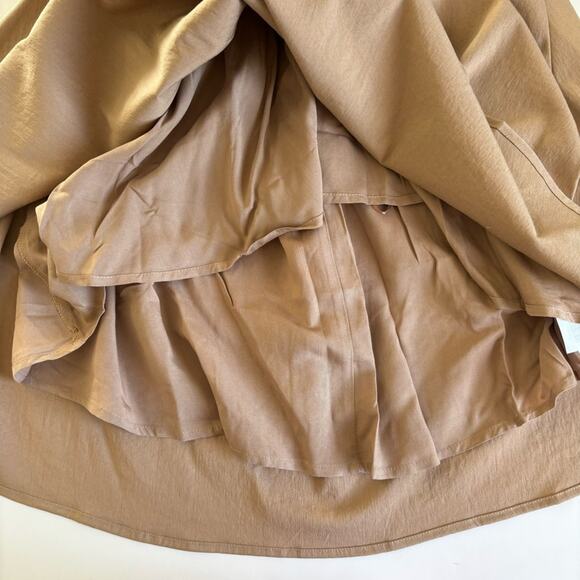 En Saison Tan Brown Beverly Shirtdress Mini Short Sleeve Cutout Dress Medium NWT - Picture 8 of 12